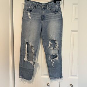 Rewash Distressed Gray Ankle Jeans